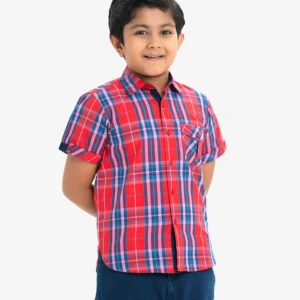 Check Cotton Short Sleeve Casual Shirt for 2-11 Years old Kids