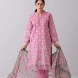 Relaxed Fit Embroidered Three-Piece Formal Lawn